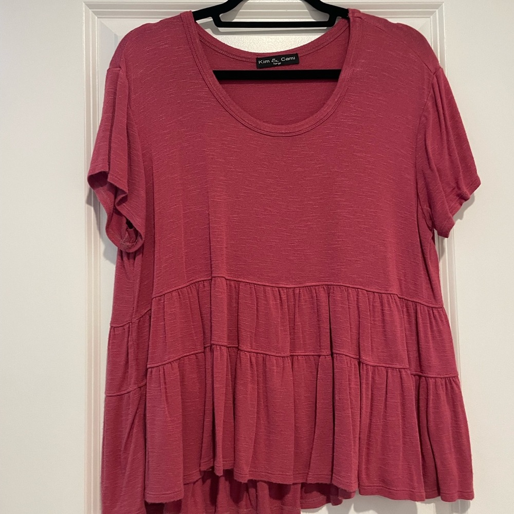 Pink peplum type t shirt